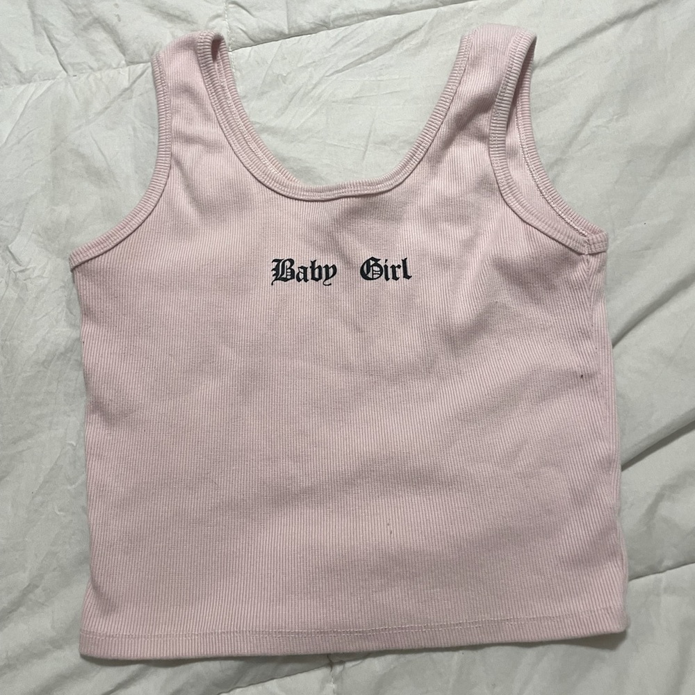 baby pink ribbed tank top